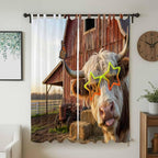 Farm Yaks Living Room Curtains 96 Inch Length, Window Curtains Tab Top, Farmhouse Barn Funny Animals Butterfly Light Filtering Window Treatments Drapes 52"x96" 2 Panel