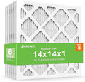 JASENG14x14x1 Air Filters, MERV 8 Pleated HVAC Furnace Filters (6-Pack) - Dust Defense, MPR 600 - exact dimensions: 13.75"x13.75"x0.75" - Replacement for AC, Heater, and Ventilation Systems
