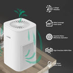 Desktop Air Purifier with HEPA Filter for Office Bedroom Bathroom, Small USB Air Purifiers for Pollutants, Dust, Odor, Super Quiet Powered by USB No Adapter (White)