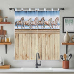 Western Horse Bedroom Curtains 72 Inch Length, Window Curtains Tab Top, Farmhouse Wooden Grain Vintage Cowboy Barn Door Light Filtering Window Treatments Drapes 52"x72" 2 Panel