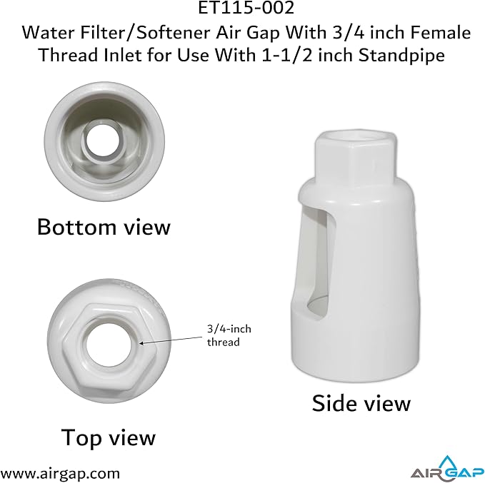 Water Filter/Softener Air Gap With 3/4-inch Female Threaded Inlet for Use With 1-1/2-inch or 2 inches (with coupler) Standpipe (ET115-002, G-175, DLA-G15)