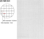 Stainless Steel Woven Wire Mesh, Metal Woven Mesh, 20 Mesh Stainless Steel Air Vent Mesh Cabinets Wire Mesh Insect Screen for Vent, Filter, Window, Garden