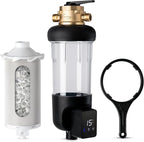iSpring WSP100SL-ARJ-BP, NSF Certified, Whole House Spin Down Sediment Water Filter with 4 Modes Bypass, Include Siliphos Helps Prevent Scale, Clear Housing, Jumbo Size with Touch-Screen Auto Flushing