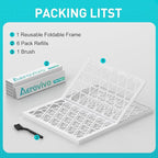 14x20x1 Refillable Air Filter Kit, MERV 8, 1 Reusable Foldable Frame ＆ 6 Refills, Fits Most AC HVAC Furnace Devices, Actual Size 13.75x19.75x0.75in