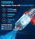 Car Vacuum Portable Cordless, 4 in 1 Mini Vacuum Cleaner Hight Power, 12000Pa Powerful Suction, Air Duster, Dual Filter,Adjustable Small Vaccum Portable Cordless for Car, Home, Pet, Office