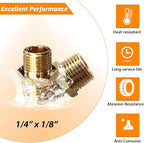 2pcs 1/4" NPT x 1/8" NPT Brass Nipple, 1/4 to 1/8 Adapter Fitting Reducing Solid Hex Nipple, Brass 1/4 Male to 1/8 Male Reducer Pipe Fittings for Extending and Connecting Pipes