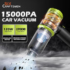 Handheld Car Vacuum with 15000PA Power, 4 in 1 Powerful Cordless Vacuum Cleaner & Air Duster with 2000mAh Battery, Rechargeable Portable Mini Hand Held Vacuum for Car,Home,Office,Pet Hair（Green）