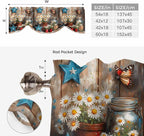 Country Flower Tie Up Valance for Window, Western Texas Star Butterfly Barn Door Adjustable Balloon Window Shade Valance Curtain for Kitchen Cafe Bathroom Window Treatment Panel 54''x18''