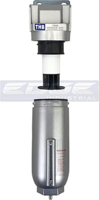 HEAVY DUTY INDUSTRIAL RATED HIGH FLOW PARTICULATE FILTER, IN-LINE WATER TRAP FOR COMPRESSED AIR LINE SYSTEMS, 5 MICRON WITH METAL BOWL (1" NPT, 11oz)