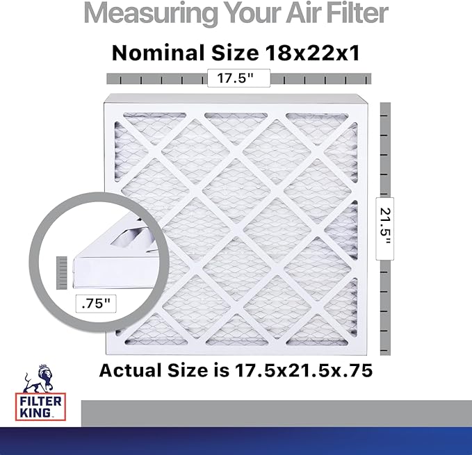Filter King 18x22x1 Air Filter | 4-PACK | Carbon MERV 8 HVAC Pleated A/C Furnace Filters | MADE IN USA | Actual Size: 17.5 x 21.5 x .75"