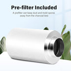 iPower 6 Inch Air Carbon Filter Indoor Plants Grow Tent Odor Control Scrubber with Australia Activated C for Inline Fan, Reversible Flange, Prefilter Included, Silver