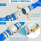 1.5" x 100 Ft Discharge Hose, Heavy Duty PVC Lay Flat Water Backwash Hose,Durable Pool Drain Hose with Aluminum CE Fittings for Water Pump And Filters