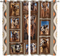 2 Panel Kitchen Cafe Curtains, Desert Camels Sunlight Filtering Nature Air Through, Home Decor Window Covering Tier Curtains for Living Room 80W x 63L inch Western Wildlife Brown Animals Country