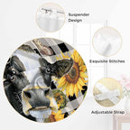 Retro Sunflowers Bathroom Curtains 63 Inch Length, Window Curtains Tab Top, Farmhouse Floral Cow Butterfly Black Plaid Light Filtering Window Treatments Drapes 52"x63" 2 Panel