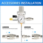 1/4" NPT Air Drying System, 5 Micron Air Line Filter with 150 PSI Gauge and Valve Shut Off Switch for Plasma Cutter and Paint Spray, Manual Drain