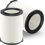 2-pack Standard Wet/dry Vac VF4000 Replacement Filter, Compatible with RIDGID Vacs 5-20 Gallons Vacuum Cleaner