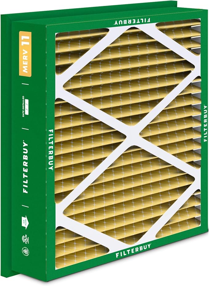 Filterbuy 20x25x5 Air Filter MERV 11 Superior Pet & Allergy Defense (2-Pack), Electrostatic Pleated HVAC AC Furnace Filters Replacement for Honeywell Return Grille (Actual Size: 18.38 x 23.38 x 3.69)