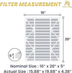 MervKing 16x20x5 Air Filter Actual Size: 15.88" x 19.88" x 4.38" MERV 8 MPR 600-700 | MADE IN USA | 2-Pack | Pleated HVAC AC Furnace Replacement