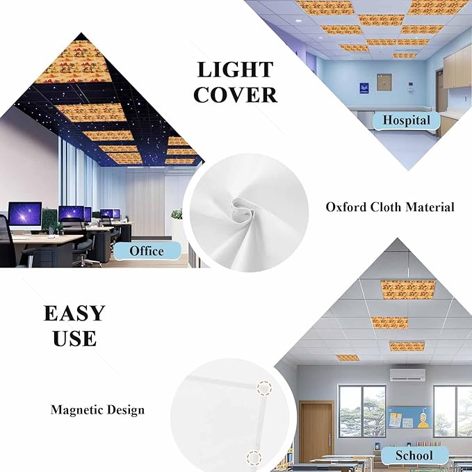 Tropical Plant Cactus Fluorescent Light Covers 1 Pack Western Cowboy Horse Sunset Desert Ethnic Magnetic Fluorescent Ceiling Lights Filters for Office Classroom Home Drop Ceiling 4x2 Feet