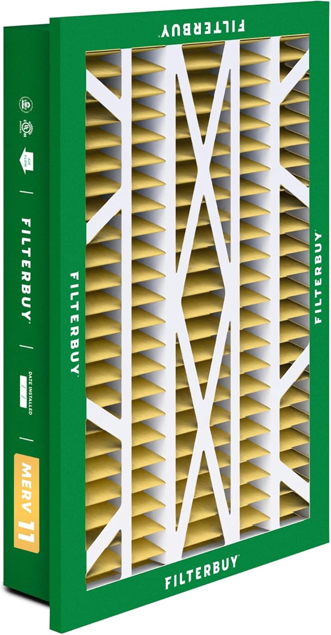 Filterbuy 16x25x5 Air Filter MERV 11 Superior Pet & Allergy Defense (3-Pack), Electrostatic Pleated HVAC AC Furnace Filters for Honeywell Return Grille (Actual Size: 14.38 x 23.38 x 3.69)