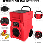 MOUNTO 1000cfm Portable Industrial Air Purifier Negative Air Scrubber - Powerful 1HP Motor, True HEPA Filter, 2-Speed, Handle and wheels 3-Year Warranty (Red)