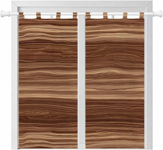 Brown Western Living Room Curtains 84 Inch Length, Window Curtains Tab Top, Vintage Farmhouse Wood Barn Door Light Filtering Window Treatments Drapes 42"x84" 2 Panel