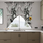 Funny Farm Animals Swag Valances for Windows, Vintage Barn Grey Sunflowers Rod Pocket Kitchen Curtains Valance, Kitchen Window Curtains Swag for Cafe Bathroom Living Room, 2 Panels, 36x45 inch