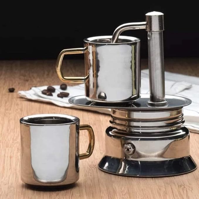 50ML 200ML Single Spout Mocha Pot Classic Stovetop Coffee Maker Stainless Steel Portable Espresso Pot with Filter for Home Camping Office Use (50ml)