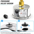 MEANLIN MEASURE 0~60Psi Dry Pressure Gauge Stainless Steel 1/8" NPT 2" FACE DIAL Waterproof for Pool Filter Pump Oil Air Compressor Tire Pressure Tester Back Mount with 1/4"NPT and 3/8"NPT Hex Bushing