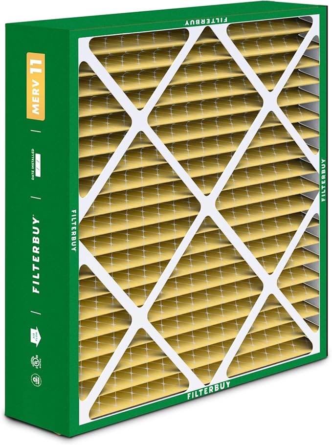 Filterbuy 20x22x5 Air Filter MERV 11 Superior Pet & Allergy Defense (3-Pack), Pleated HVAC AC Furnace Filters for Amana, Goodman, Nordyne, and Five Seasons (Actual Size: 19.50 x 21.94 x 5.25)
