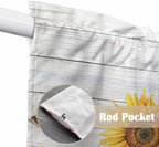 Yellow Sunflowers Swag Valances for Windows, Vintage Country Flowers Butterfly Wood Board Rod Pocket Kitchen Curtains Valance, Small Window Curtains Swag for Cafe Living Room, 2 Panels, 36x36 inch