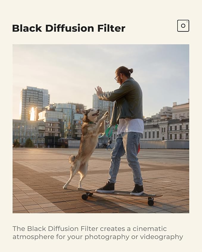 K&F CONCEPT 49mm Black Diffusion 1/8 Filter, Mist Dreamy Cinematic Effect Filter for Video/Vlog/Portrait Photography K-Series