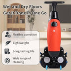 Rechargeable Floor Cleaner and Wet Dry Floor Machine, 17" Commercial Floor Scrubber, Dual-Brush Heads, Cordless Electric Floor Mop Cleaning Capacity 13000 Sqft/H, for Villa Hospital Office Red