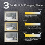 Illuminated LED Bathroom Mirror, Wall Mounted Backlit Makeup Vanity Mirror with Demister Pad and Touch Sensor 3X Magnifying Compatible with Makeup Hairdressing Shaving Bathroom Mirror,Mirrors