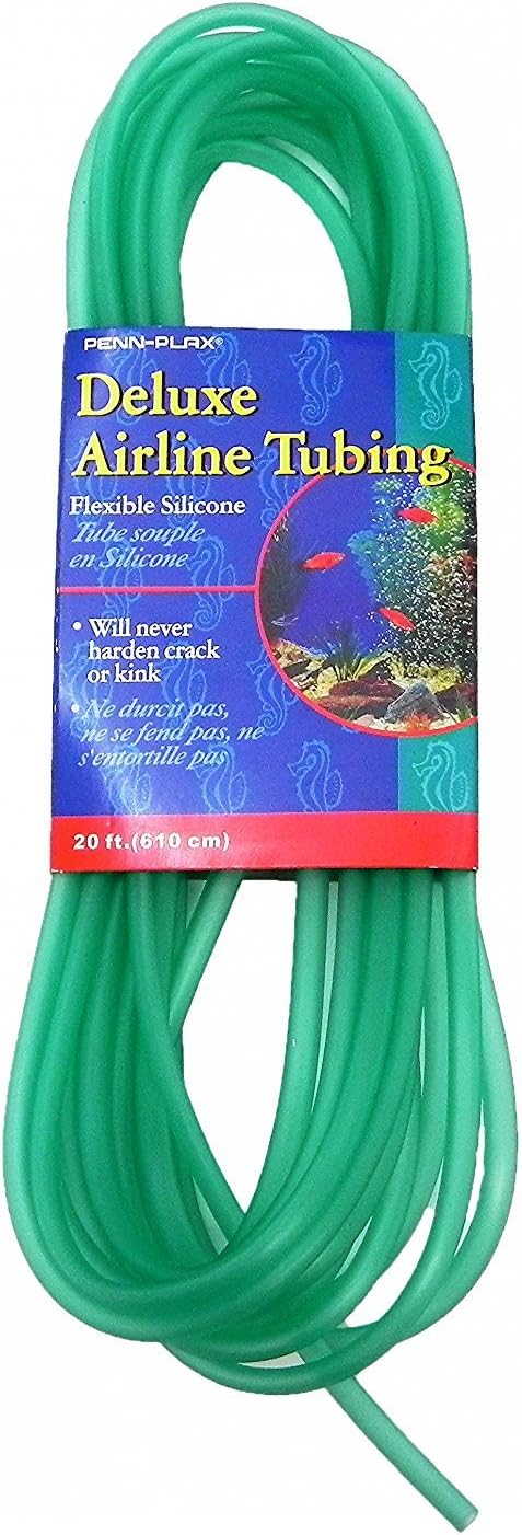 Penn-Plax Aqua-Life Deluxe Silicone Airline Tubing - 3/16 Inch Flexible Airline Hose for Aquarium Pumps, Fish Tank Line for Air Stones & Filters - Safe for Freshwater & Saltwater - 20 ft Long, Green