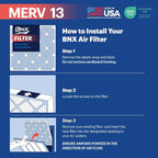 BNX TruFilter 16x25x2 Air Filter MERV 13 (4-Pack) - MADE IN USA - Electrostatic Pleated Air Conditioner HVAC AC Furnace Filters for Allergies, Pollen, Mold, Bacteria, Smoke, Allergen, MPR 1900 FPR 10