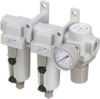 PneumaticPlus SAU430-N04G-MEP 3 Stage Compressed Air Filter Dryer System - Particulate Air Filter, Coalescing Air Filter, Compressed Air Pressure Regulator Combo, 1/2" NPT - Metal Bowl, Manual Drain