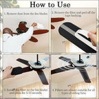 15 Pcs Ceiling Fan Filters for Blades, Easy-Stick Activated Coconut Shell Carbon Air Filte,Universal Ceiling Fan Air Purifiers for Common Household Contaminants