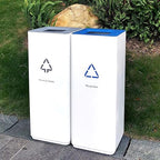 GLigeT Outdoor Trash can White Combined Trash Can Large-Capacity Square Sorting Trash Can Outdoor Direct Throw Trash Can Without Cover, Anti-Fingerprint Technology 48L Trash Can (Size : C)