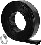 1-1/2" x 50 FT Pool Backwash Hose, Black Heavy Duty Reinforced PVC Lay Flat Water Discharge Hose for Swimming Pool Filter Pump,with 2 Clamp