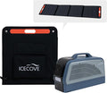 IceCove Portable Air Conditioner with Add-on Battery & Solar Panel, 2500BTU AC Unit, 250W Low Power Consumption, 25.5VDC, 2 Fan Speed, 3 Light Mode for Tent Camping RV Truck Van Life Home, Blue