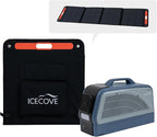 IceCove Portable Air Conditioner with Add-on Battery & Solar Panel, 2500BTU AC Unit, 250W Low Power Consumption, 25.5VDC, 2 Fan Speed, 3 Light Mode for Tent Camping RV Truck Van Life Home, Blue
