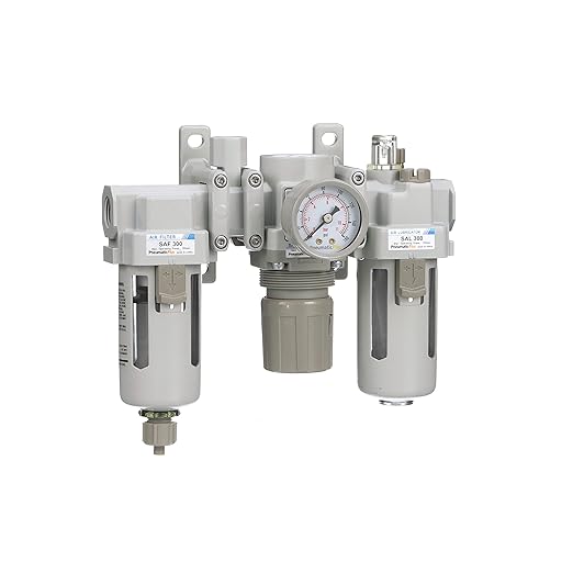 PneumaticPlus SAU300A-N03G - Dual Air System 3/8" NPT - Compressed Air Filter, Pressure Regulator & Lubricator w/Additional Free Air Port 1/4" NPT - Manual Drain, Poly Bowl