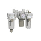 PneumaticPlus SAU300A-N03G - Dual Air System 3/8" NPT - Compressed Air Filter, Pressure Regulator & Lubricator w/Additional Free Air Port 1/4" NPT - Manual Drain, Poly Bowl