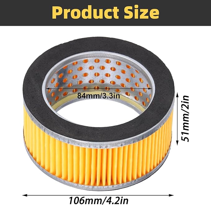 Eujgoov 5Pcs Air Compressor Intake Paper Filter Elements, 4.2x3x2in Piston Type Yellow Compressor Air Filter Replacement