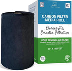 Activated Carbon Filter Media Roll - 20" x 100' x 1/4" Thick, Odor Control, Cut to Size, Filter Range Hood, AC Filter Material, Durable Carbon Filters, Made in USA