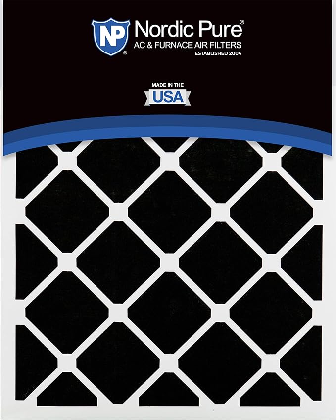 Nordic Pure 25x25x1 (Actual Size: 24 1/2 x 24 1/2 x 3/4) Pleated Air Filters MERV 14 Plus Carbon 3 Pack