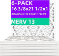 16 3/8x21 1/2x1 MERV 13 (6-Pack) Pleated Air Filter (Actual Size: 16 3/8"x21 1/2"x3/4") MPR 1900 & FPR 10, Furnace Air Filters