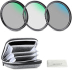 NEEWER 46mm UV/CPL/ND Lens Filter Kit with Hard Shell Storage Case, Multicoated Optical Glass & Aluminum Alloy Frame, UV + Circular Polarizer (CPL) + Neutral Density (ND4) Filter for Camera Lens
