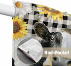 Retro Sunflowers Swag Valances for Windows, Farmhouse Floral Cow Butterfly Black Plaid Rod Pocket Kitchen Curtains Valance, Small Window Curtains Swag for Cafe Living Room, 2 Panels, 36x36 inch